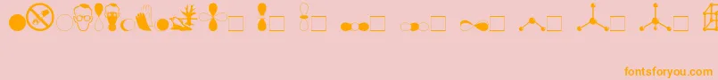 フォントDivchem – オレンジの文字がピンクの背景にあります。