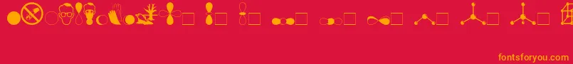 フォントDivchem – 赤い背景にオレンジの文字