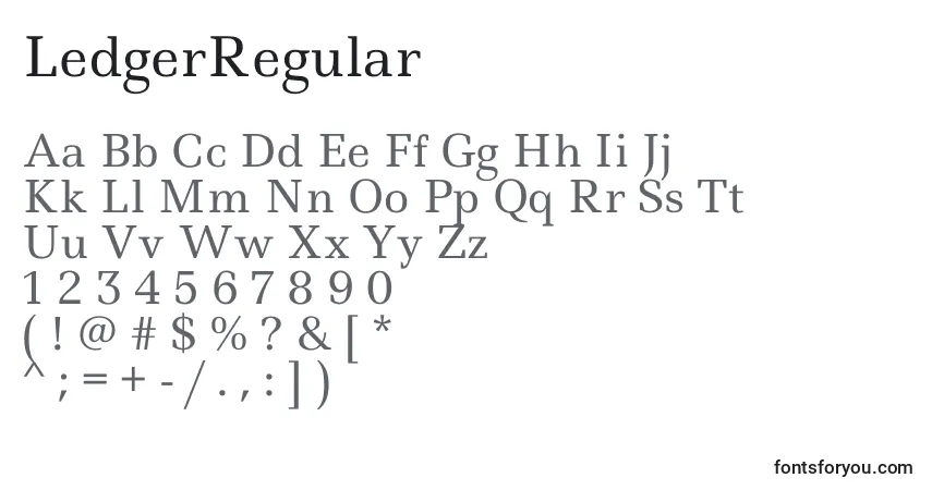 A fonte LedgerRegular – alfabeto, números, caracteres especiais