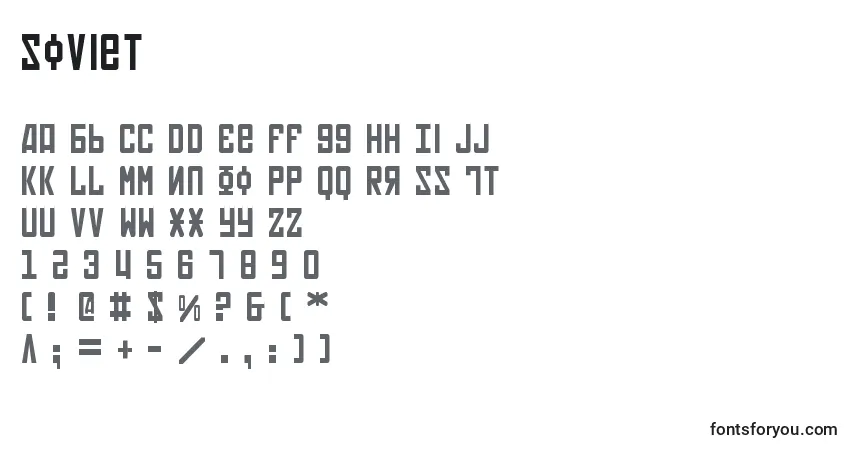 A fonte Soviet – alfabeto, números, caracteres especiais