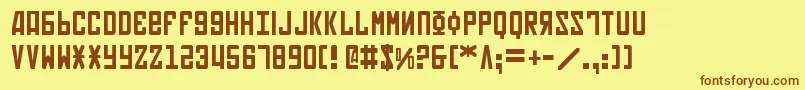 フォントSoviet – 茶色の文字が黄色の背景にあります。