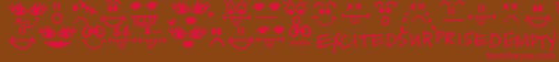 フォントTodayifeel – 赤い文字が茶色の背景にあります。