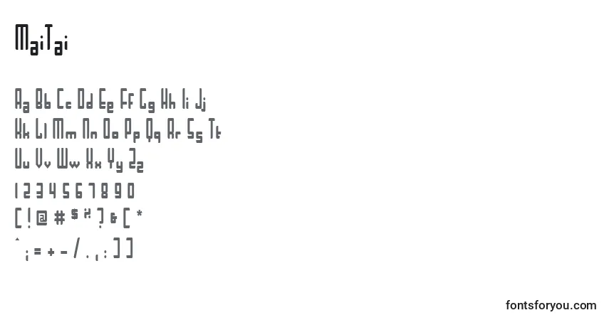 Czcionka MaiTai – alfabet, cyfry, specjalne znaki