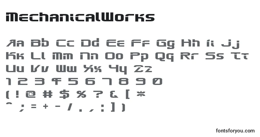 Fuente MechanicalWorks - alfabeto, números, caracteres especiales