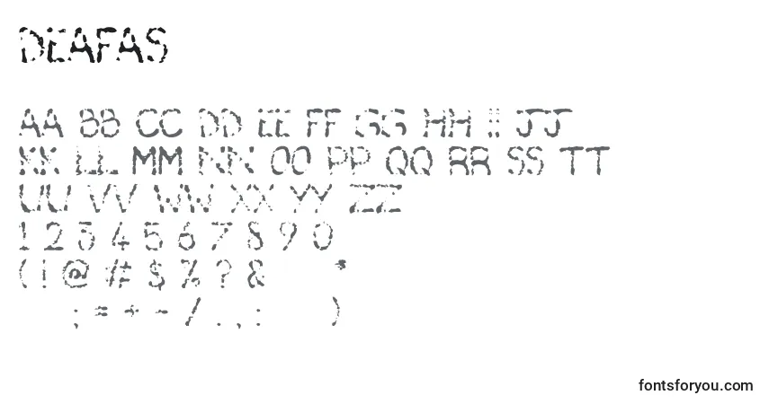 Schriftart Deafas – Alphabet, Zahlen, spezielle Symbole