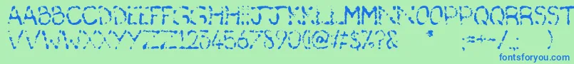 フォントDeafas – 青い文字は緑の背景です。