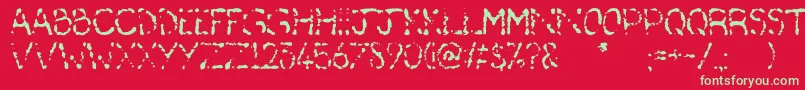 フォントDeafas – 赤い背景に緑の文字