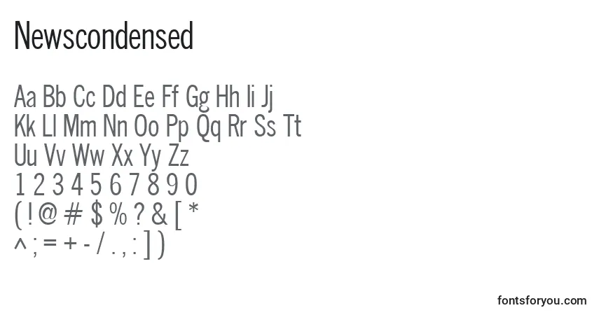 Czcionka Newscondensed – alfabet, cyfry, specjalne znaki