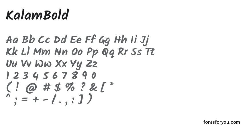 Czcionka KalamBold – alfabet, cyfry, specjalne znaki