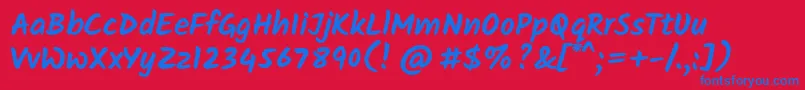 フォントKalamBold – 赤い背景に青い文字