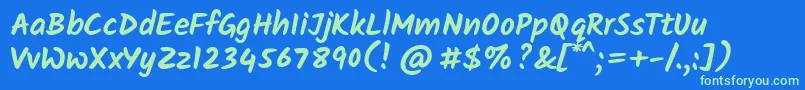 KalamBold Font – Green Fonts on Blue Background