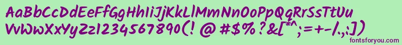 KalamBold Font – Purple Fonts on Green Background