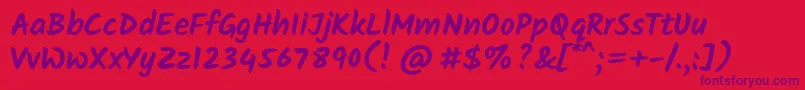 Fonte KalamBold – fontes roxas em um fundo vermelho