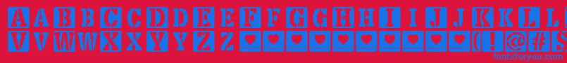 Police LoveBoxDemo – polices bleues sur fond rouge