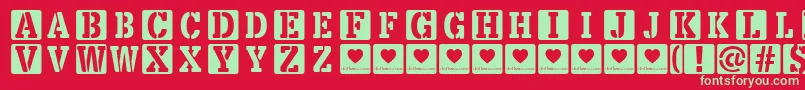 フォントLoveBoxDemo – 赤い背景に緑の文字