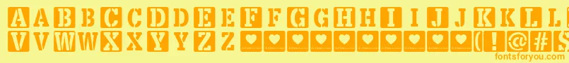 LoveBoxDemo-Schriftart – Orangefarbene Schriften auf gelbem Hintergrund