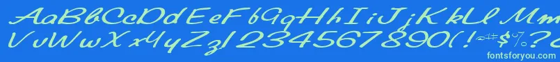 Elainefont81RegularTtext-Schriftart – Grüne Schriften auf blauem Hintergrund