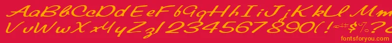 Elainefont81RegularTtext-Schriftart – Orangefarbene Schriften auf rotem Hintergrund