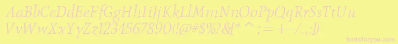 ObeliskitcTtLightItalic Font – Pink Fonts on Yellow Background