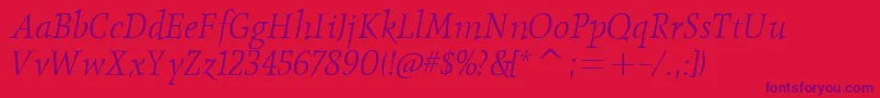 ObeliskitcTtLightItalic Font – Purple Fonts on Red Background