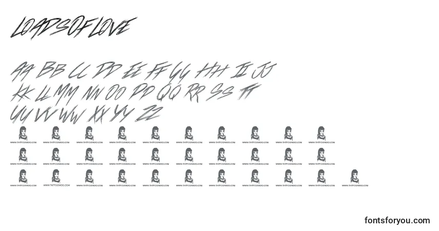 Schriftart LoadsOfLove – Alphabet, Zahlen, spezielle Symbole