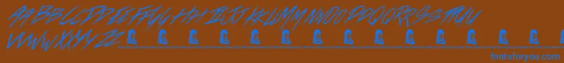 LoadsOfLove-Schriftart – Blaue Schriften auf braunem Hintergrund