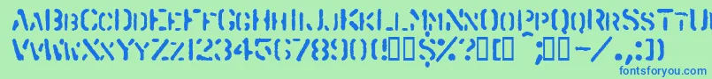フォントSpraystencil – 青い文字は緑の背景です。