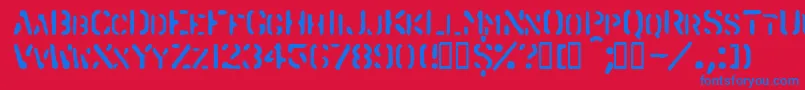 Spraystencil-Schriftart – Blaue Schriften auf rotem Hintergrund