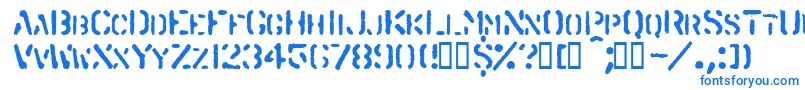 Spraystencil-Schriftart – Blaue Schriften auf weißem Hintergrund