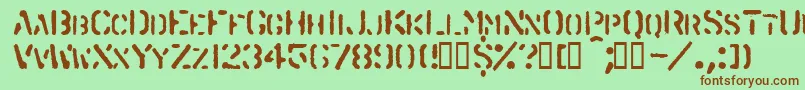 フォントSpraystencil – 緑の背景に茶色のフォント