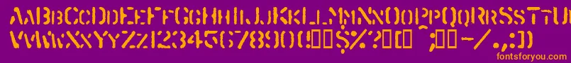 Spraystencil-Schriftart – Orangefarbene Schriften auf violettem Hintergrund
