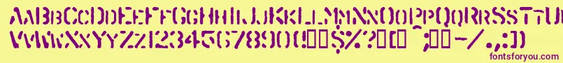 Spraystencil-Schriftart – Violette Schriften auf gelbem Hintergrund