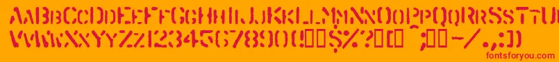 フォントSpraystencil – オレンジの背景に赤い文字