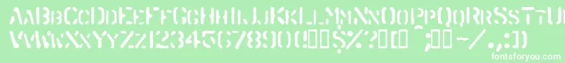 フォントSpraystencil – 緑の背景に白い文字
