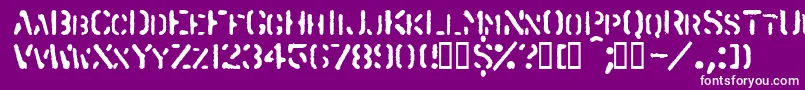 フォントSpraystencil – 紫の背景に白い文字