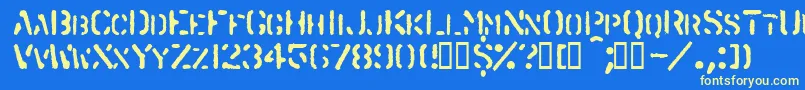 フォントSpraystencil – 黄色の文字、青い背景