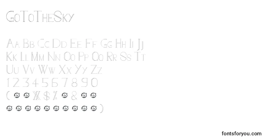 GoToTheSky-fontti – aakkoset, numerot, erikoismerkit