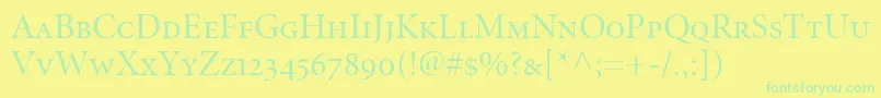MinionRegularDisplaySmallCapsOldstyleFigures-Schriftart – Grüne Schriften auf gelbem Hintergrund