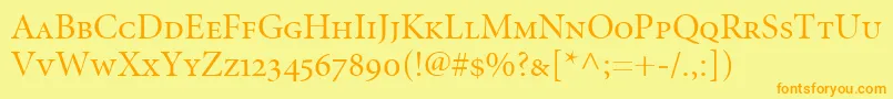 MinionRegularDisplaySmallCapsOldstyleFigures Font – Orange Fonts on Yellow Background