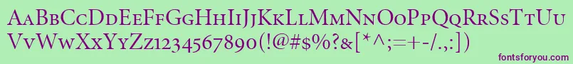 MinionRegularDisplaySmallCapsOldstyleFigures Font – Purple Fonts on Green Background