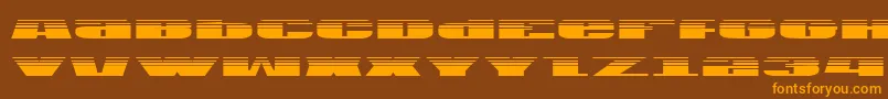 Usag-Schriftart – Orangefarbene Schriften auf braunem Hintergrund