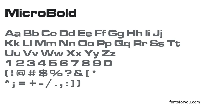 Czcionka MicroBold – alfabet, cyfry, specjalne znaki