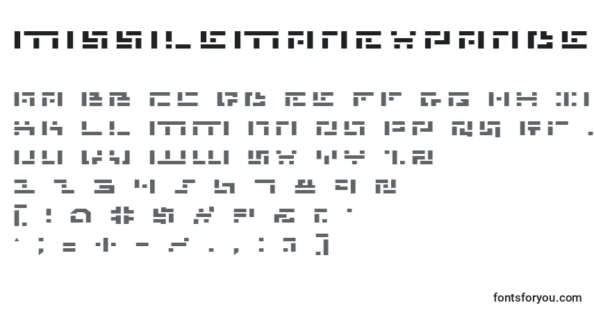 Schriftart MissileManExpanded – Alphabet, Zahlen, spezielle Symbole