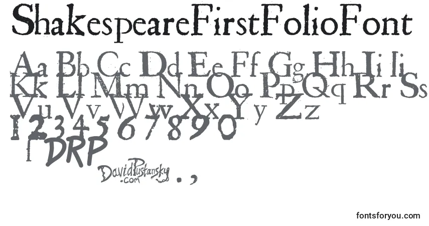 Czcionka ShakespeareFirstFolioFont – alfabet, cyfry, specjalne znaki