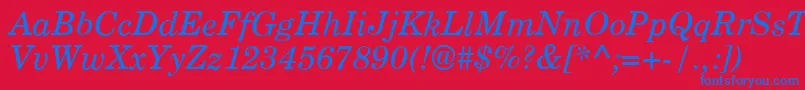 CenturyPsItalic-Schriftart – Blaue Schriften auf rotem Hintergrund