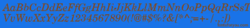 Fonte CenturyPsItalic – fontes marrons em um fundo azul