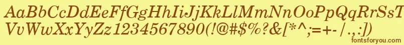 Saiba mais sobre a fonte CenturyPsItalic Fonte CenturyPsItalic – fontes marrons em um fundo amarelo