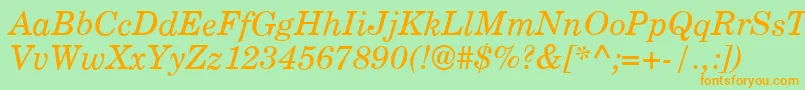Saiba mais sobre a fonte CenturyPsItalic Fonte CenturyPsItalic – fontes laranjas em um fundo verde