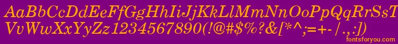 CenturyPsItalic-fontti – oranssit fontit violetilla taustalla