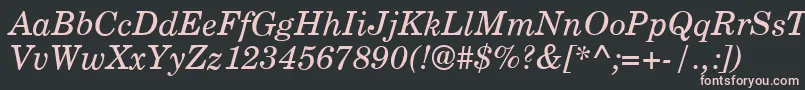 Fonte CenturyPsItalic – fontes rosa em um fundo preto